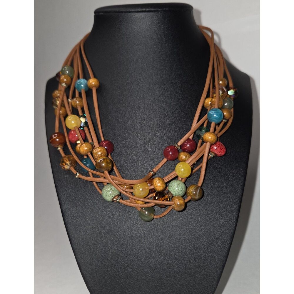 Bohemian Multi Strand Beaded Necklace